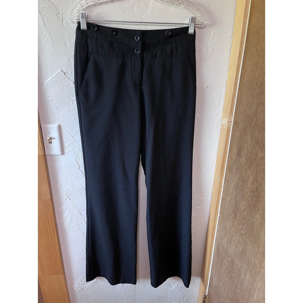 See By Chloe Black Virgin Wool Wide Leg Sailor Button‎ Trousers Pants Size 6 US